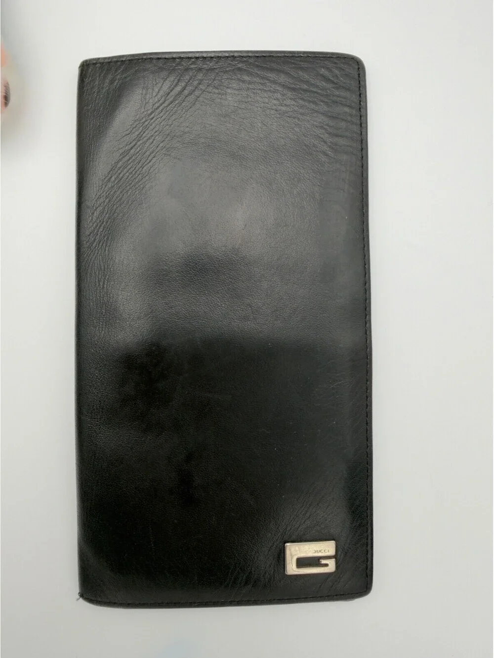 Authentic Gucci Men’s Tom Ford Era G Black Leather Long Bifold Wallet Vertical